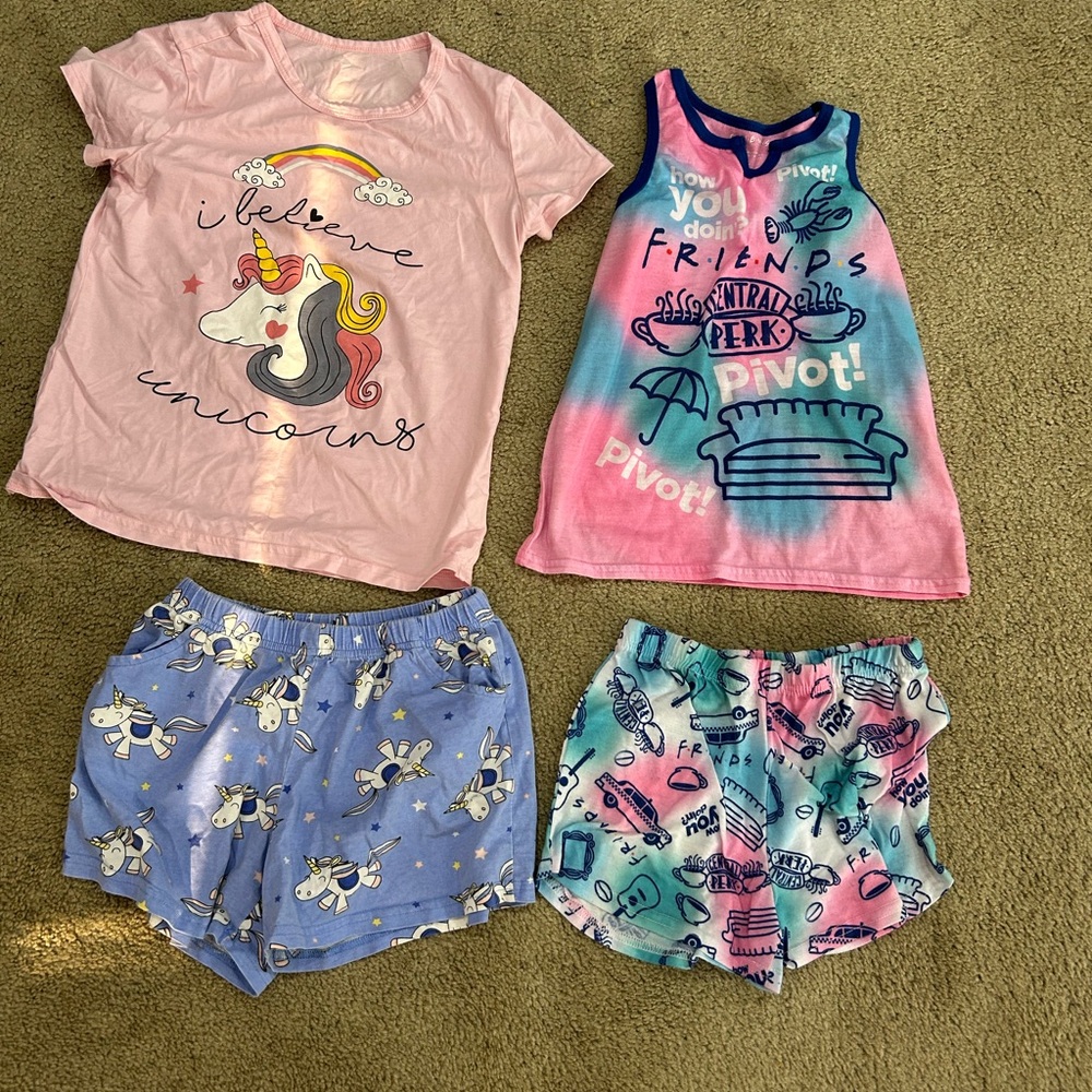 Unicorn and Friends Kids Pajama Set - Pink and Blue